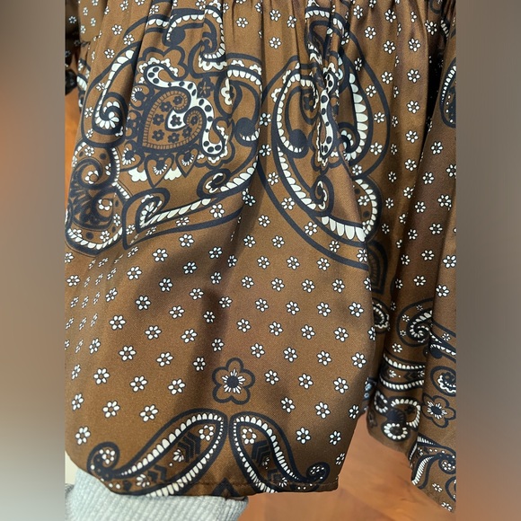 Sandro Aurelie Brown Paisley 100% Silk Dress - Picture 3 of 7